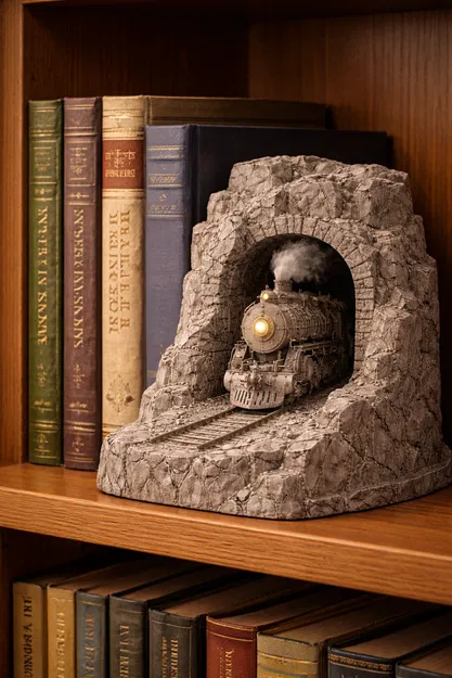 Chặn sách Đầu tàu hơi nước – Thiết kế đường hầm núi - Image 1