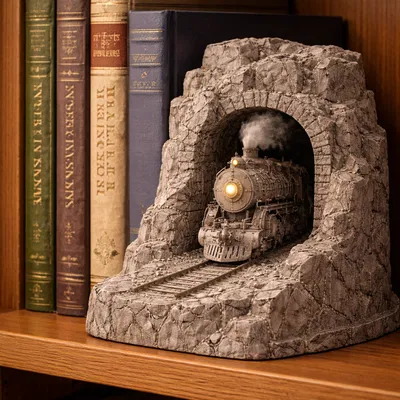 Chặn sách Đầu tàu hơi nước – Thiết kế đường hầm núi