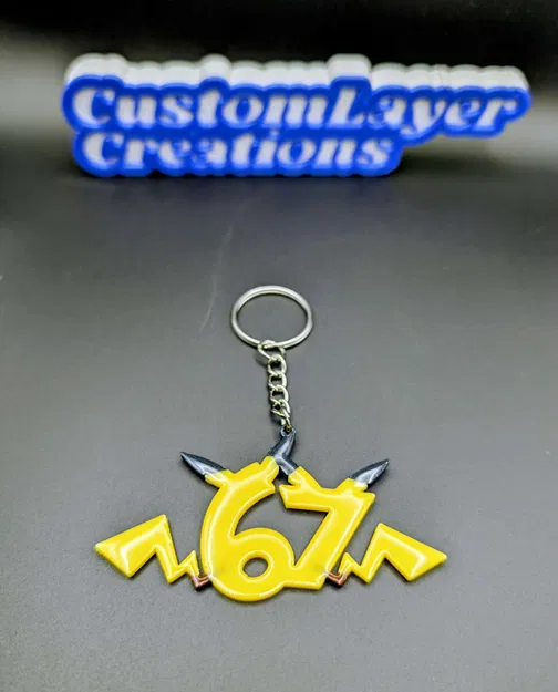 Móc khóa “6 7” chủ đề Pikachu Pokémon – Dễ in - Image 1