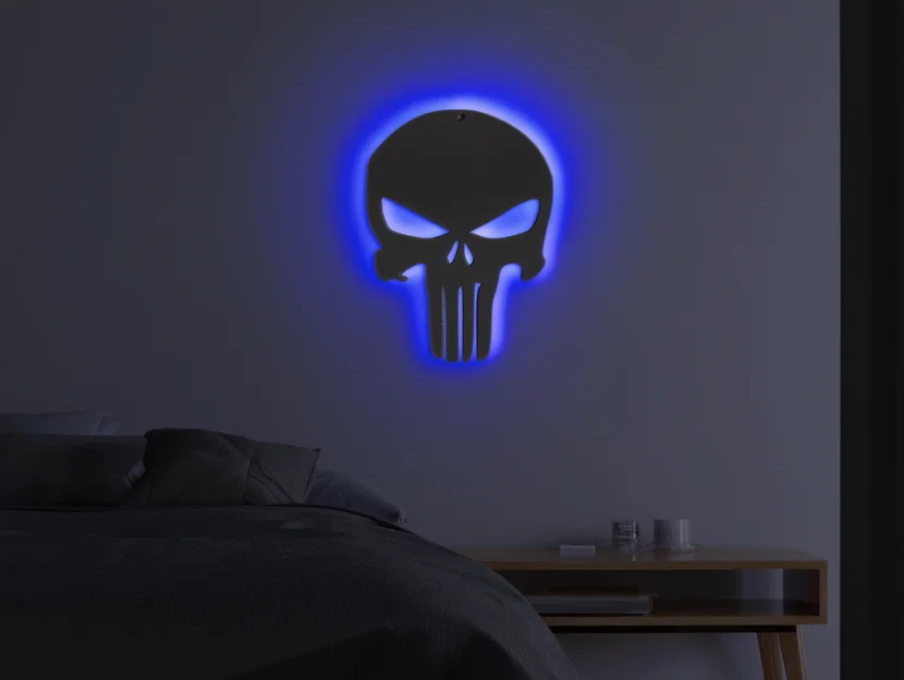 Đèn treo tường Punisher – Skull phát sáng nền (Backlit) - Image 1