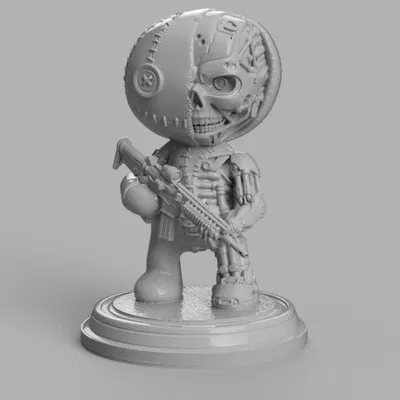 Patchwork Automaton – Stitch Soldier (Chibi Sci‑Fi Figure)