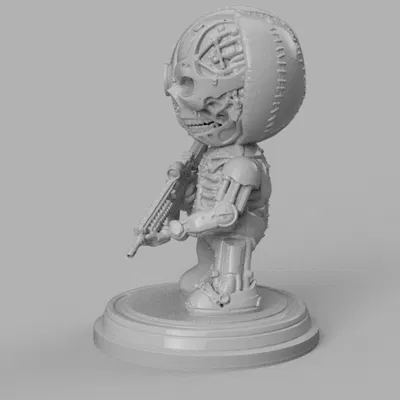 Patchwork Automaton – Stitch Soldier (Chibi Sci‑Fi Figure)