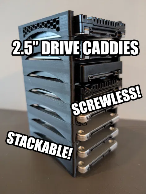 Khay ổ 2.5" SSD/HDD/U2 xếp chồng – tool-less, không cần supports - Image 1