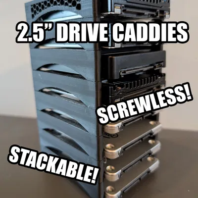 Khay ổ 2.5" SSD/HDD/U2 xếp chồng – tool-less, không cần supports