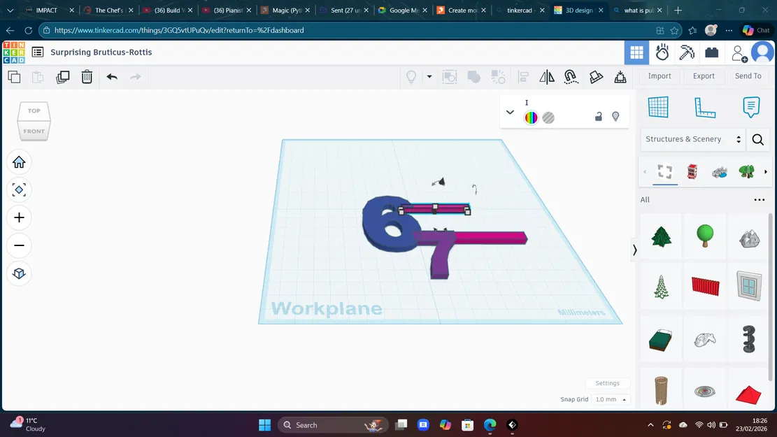 Móc Khóa Số 6 và 7 "67 design" Cho Bé - Image 1