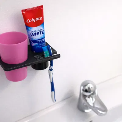 Bộ Organizer Phòng Tắm Treo Tường – Bàn Chải, Kem Đánh Răng & Ly Press-Fit