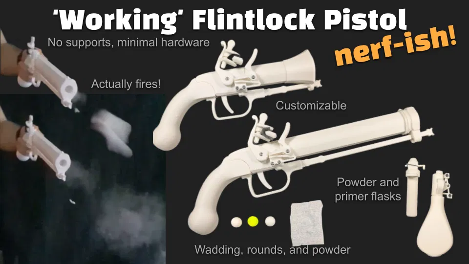 Súng lục Flintlock hoạt động được (Nerf) – Working Flintlock Pistol (Nerf) - Image 32