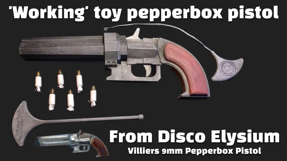 Súng đồ chơi Pepperbox “hoạt động” – Disco Elysium (Villiers 9mm) - Image 1