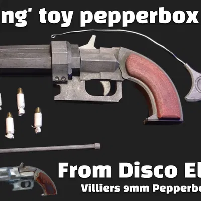 Súng đồ chơi Pepperbox “hoạt động” – Disco Elysium (Villiers 9mm)