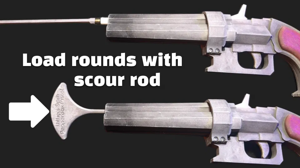 Súng đồ chơi Pepperbox “hoạt động” – Disco Elysium (Villiers 9mm) - Image 5