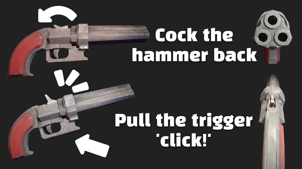 Súng đồ chơi Pepperbox “hoạt động” – Disco Elysium (Villiers 9mm) - Image 6