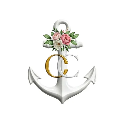 Hueforge mỏ neo với hoa hồng