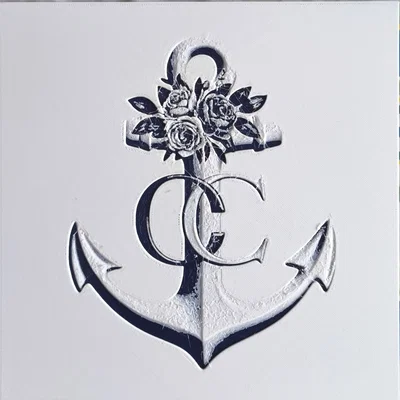 Hueforge mỏ neo với hoa hồng