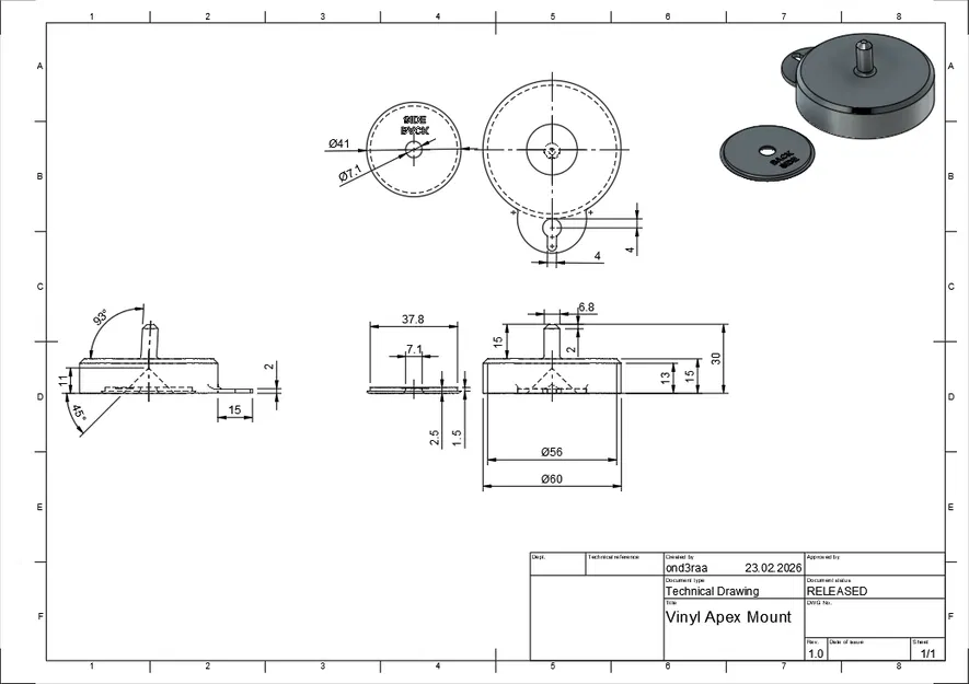 Vinyl Apex Mount – Giá Treo Tường Đĩa Vinyl Kèm Adapter 45 RPM - Image 5