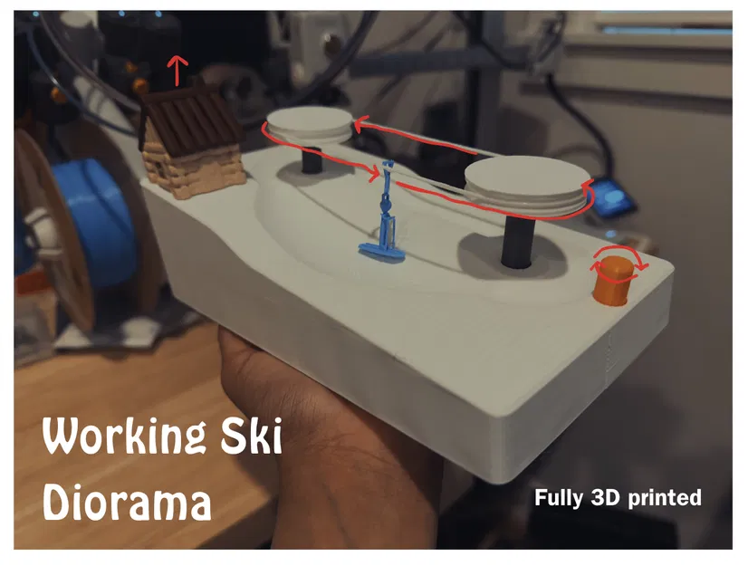 Working Ski Diorama – Mô hình diorama trượt tuyết có cơ chế chạy - Image 1