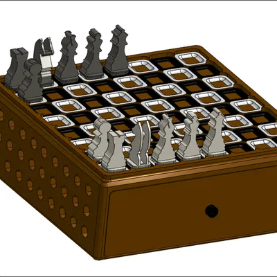 Complete-Chess-Set – Bộ cờ vua đầy đủ kèm ngăn kéo