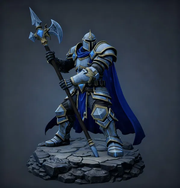 Bloodbound Realms: Human Halberd Sentinel – Warden Iron Covenant (STL) - Image 1
