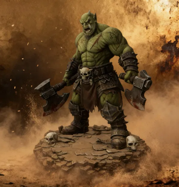 Bloodbound Realms – Orc Berserker Warlord, Champion Blood Horde (STL) - Image 2