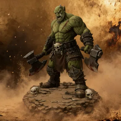 Bloodbound Realms – Orc Berserker Warlord, Champion Blood Horde (STL)