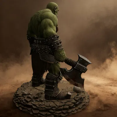 Bloodbound Realms – Orc Berserker Warlord, Champion Blood Horde (STL)