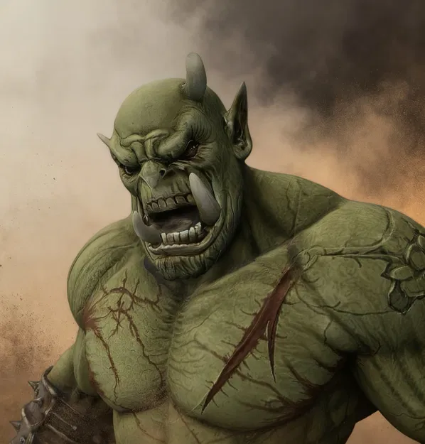 Bloodbound Realms – Orc Berserker Warlord, Champion Blood Horde (STL) - Image 4