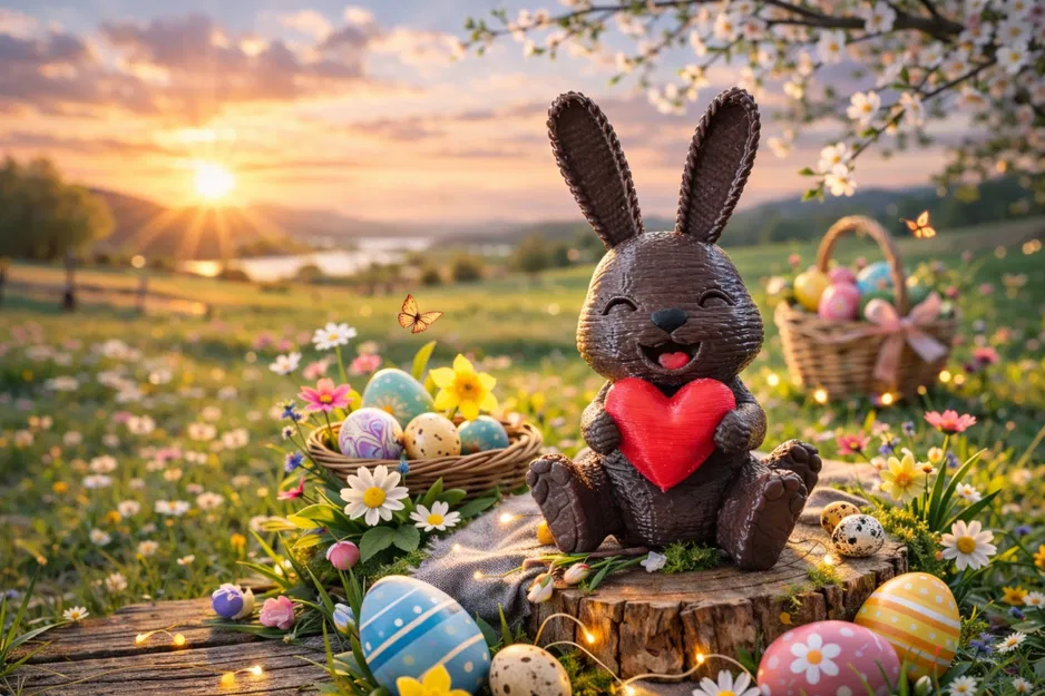Thỏ Phục Sinh cầm trái tim - Image 1