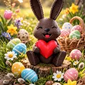 Thỏ Phục Sinh cầm trái tim - Thumbnail 2