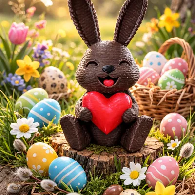 Thỏ Phục Sinh cầm trái tim