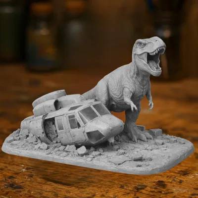 Diorama Cảnh T-Rex Đâm Sập – Chạm Trán Thời Tiền Sử
