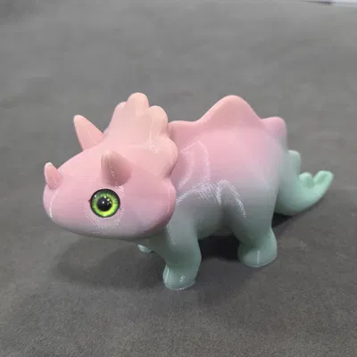Triceratops Dễ Thương Phong Cách Stylized - Hợp Mắt Thủy Tinh 6mm + 8mm