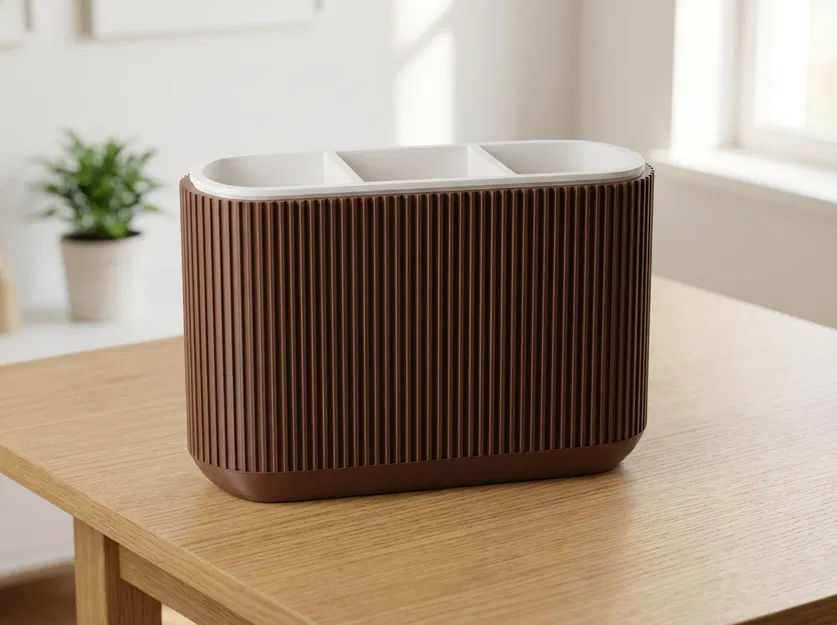 Khay đựng dao muỗng nĩa vân gân dọc (Ribbed Cutlery Organizer Caddy) - Image 1