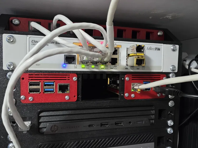 Gá rack 10" 1U gắn 3x RPi (Pimoroni NVME + RPi5 + PoE HAT F) - Image 1
