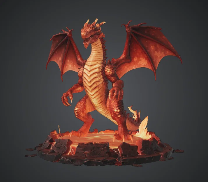 Rồng Lửa Địa Ngục trên Bệ Dung Nham – Rồng Fantasy Hoành Tráng - Image 1