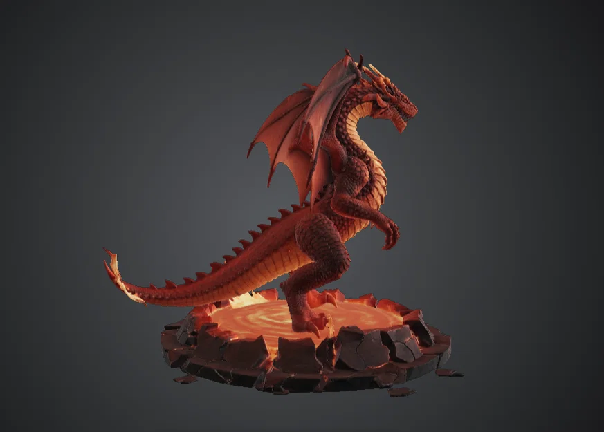 Rồng Lửa Địa Ngục trên Bệ Dung Nham – Rồng Fantasy Hoành Tráng - Image 2