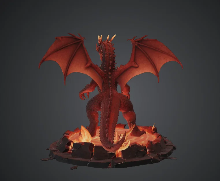 Rồng Lửa Địa Ngục trên Bệ Dung Nham – Rồng Fantasy Hoành Tráng - Image 3