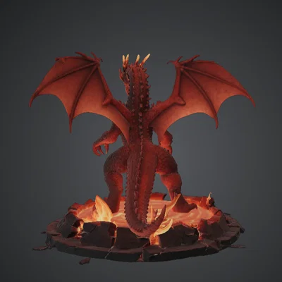 Rồng Lửa Địa Ngục trên Bệ Dung Nham – Rồng Fantasy Hoành Tráng