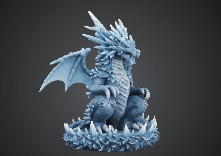 Rồng Băng Wyrmling trên Đế Băng – Rồng Fantasy Tinh Thể Băng - Image 1