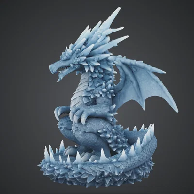 Rồng Băng Wyrmling trên Đế Băng – Rồng Fantasy Tinh Thể Băng