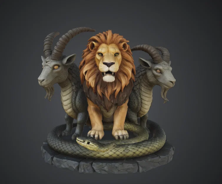 Tượng Mythic Chimera – Quái Thú Lai Sư Tử Dê Rắn Huyền Thoại - Image 1