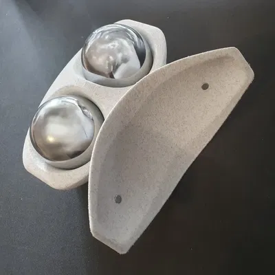 Hộp đựng bi Baoding vân đá (marble) kèm nắp nam châm