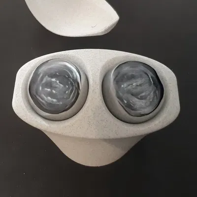 Hộp đựng bi Baoding vân đá (marble) kèm nắp nam châm