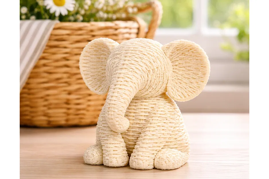 Voi Mây Tre Đan (Wicker Elephant) In 3D - Image 1