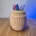Khay Cắm Bút Để Bàn Hình Thùng Gỗ (Wooden Barrel Desk Pen Organizer) - Thumbnail 3