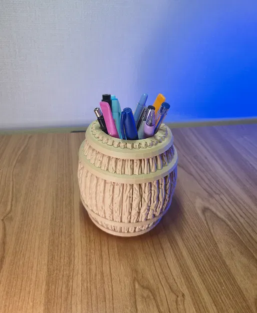 Khay Cắm Bút Để Bàn Hình Thùng Gỗ (Wooden Barrel Desk Pen Organizer) - Image 5