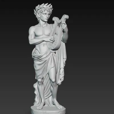 Thần Hy Lạp Apollo cầm đàn lyre và đội vòng nguyệt quế