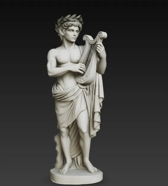 Thần Hy Lạp Apollo cầm đàn lyre và đội vòng nguyệt quế - Image 4