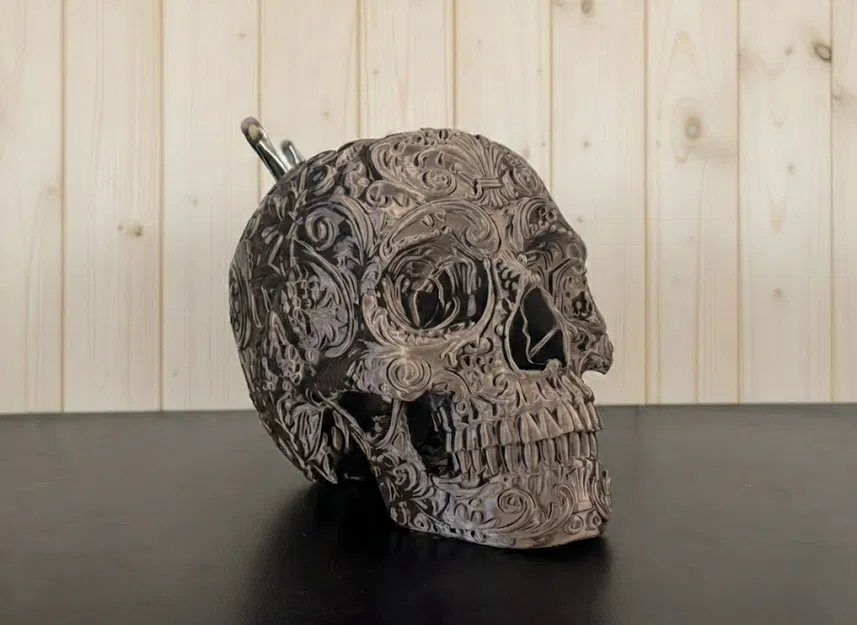 Hộp đựng bàn làm việc/Chậu cây Đầu Lâu Hoa Văn Baroque 1:1 (Scalable) - Image 1