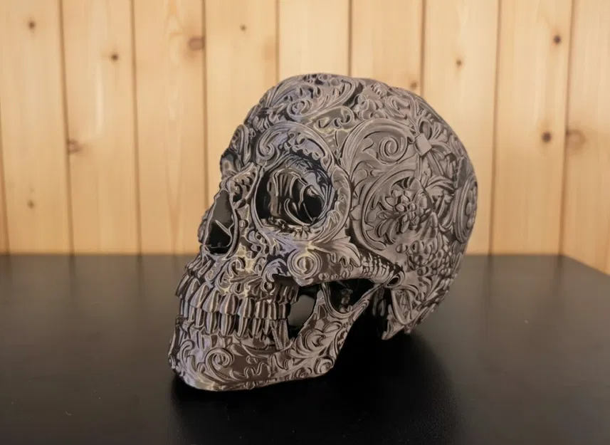 Hộp đựng bàn làm việc/Chậu cây Đầu Lâu Hoa Văn Baroque 1:1 (Scalable) - Image 2