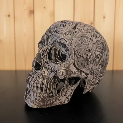 Hộp đựng bàn làm việc/Chậu cây Đầu Lâu Hoa Văn Baroque 1:1 (Scalable)