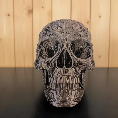 Hộp đựng bàn làm việc/Chậu cây Đầu Lâu Hoa Văn Baroque 1:1 (Scalable)